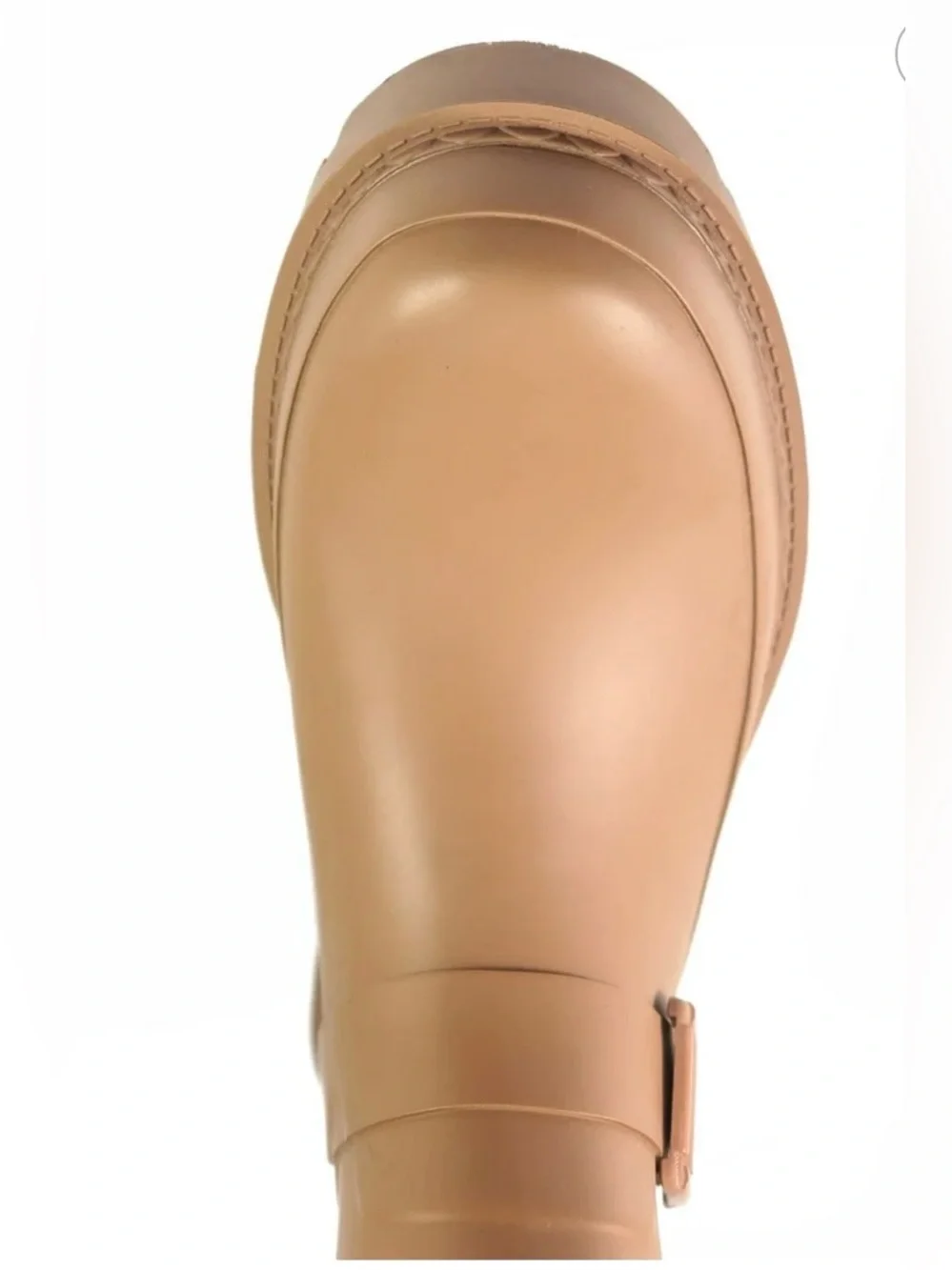 Time and Tru Women’s Tan Waterproof Mid-Calf Rain Boots with Buckle